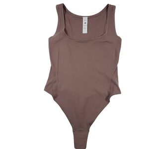 Lululemon Bodysuit Womens XS Pink Mauve Sleeveless Snap Thong Stretch Nylon Tank